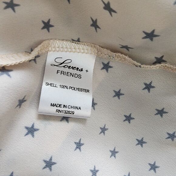 Lovers + Friends S Maya Top Ivory Star Polka Dot Ruffle One Shoulder Blouse NWT - Picture 10 of 11